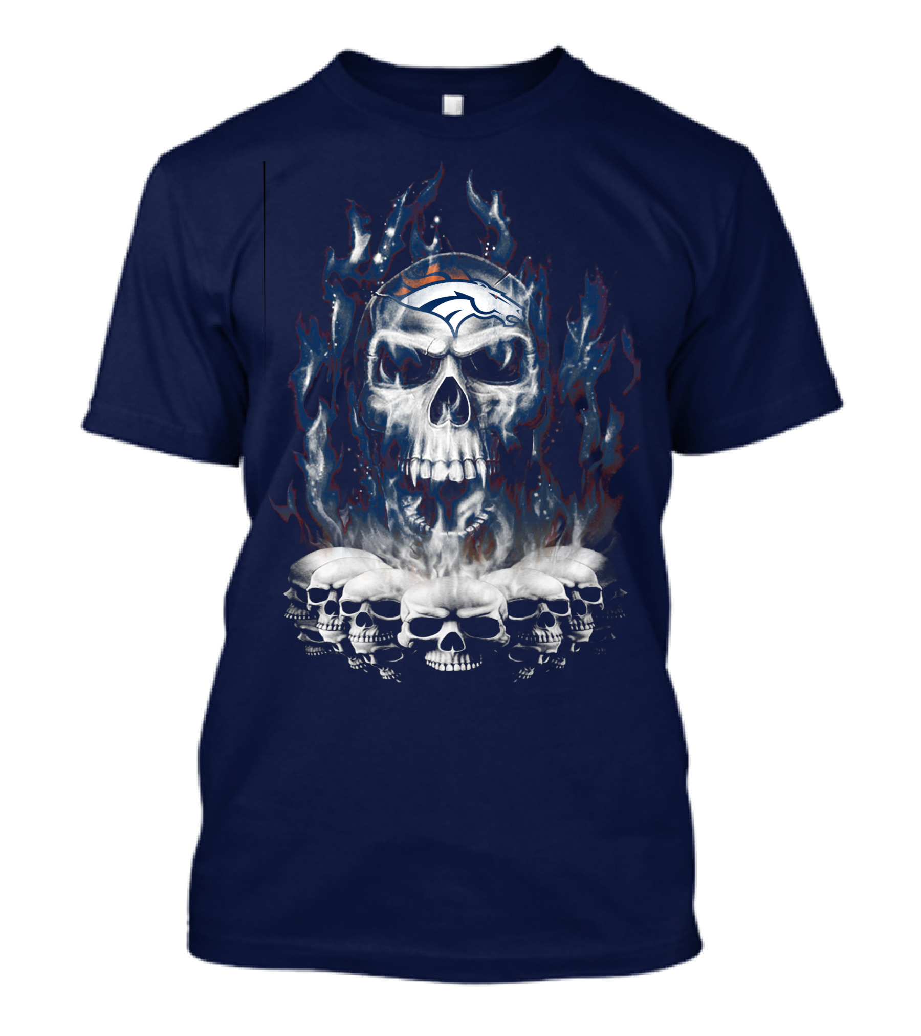 Denver Broncos Flaming Skull T-Shirt