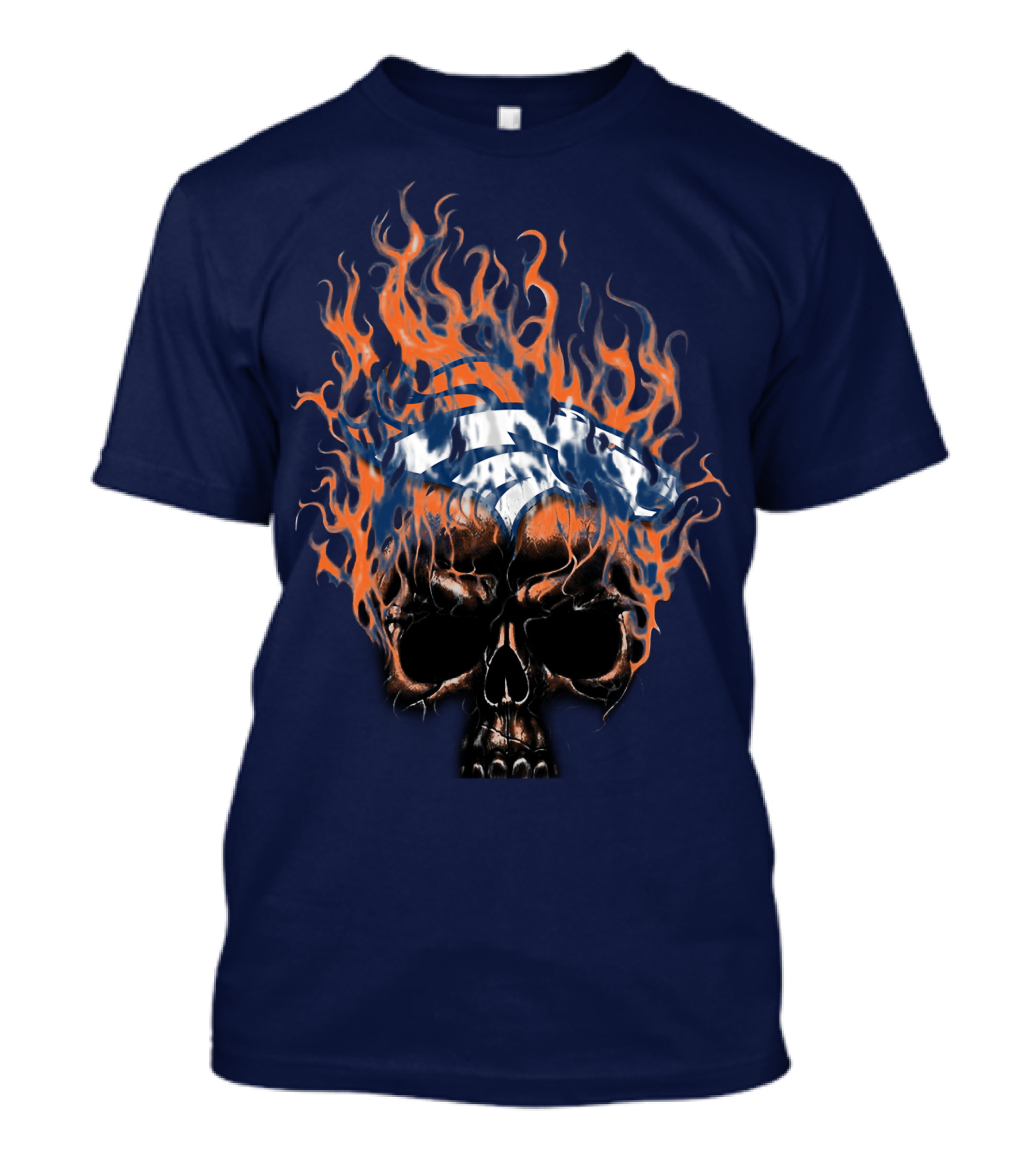 Denver Broncos 37 Fire Skull Flame Helmet T-Shirt