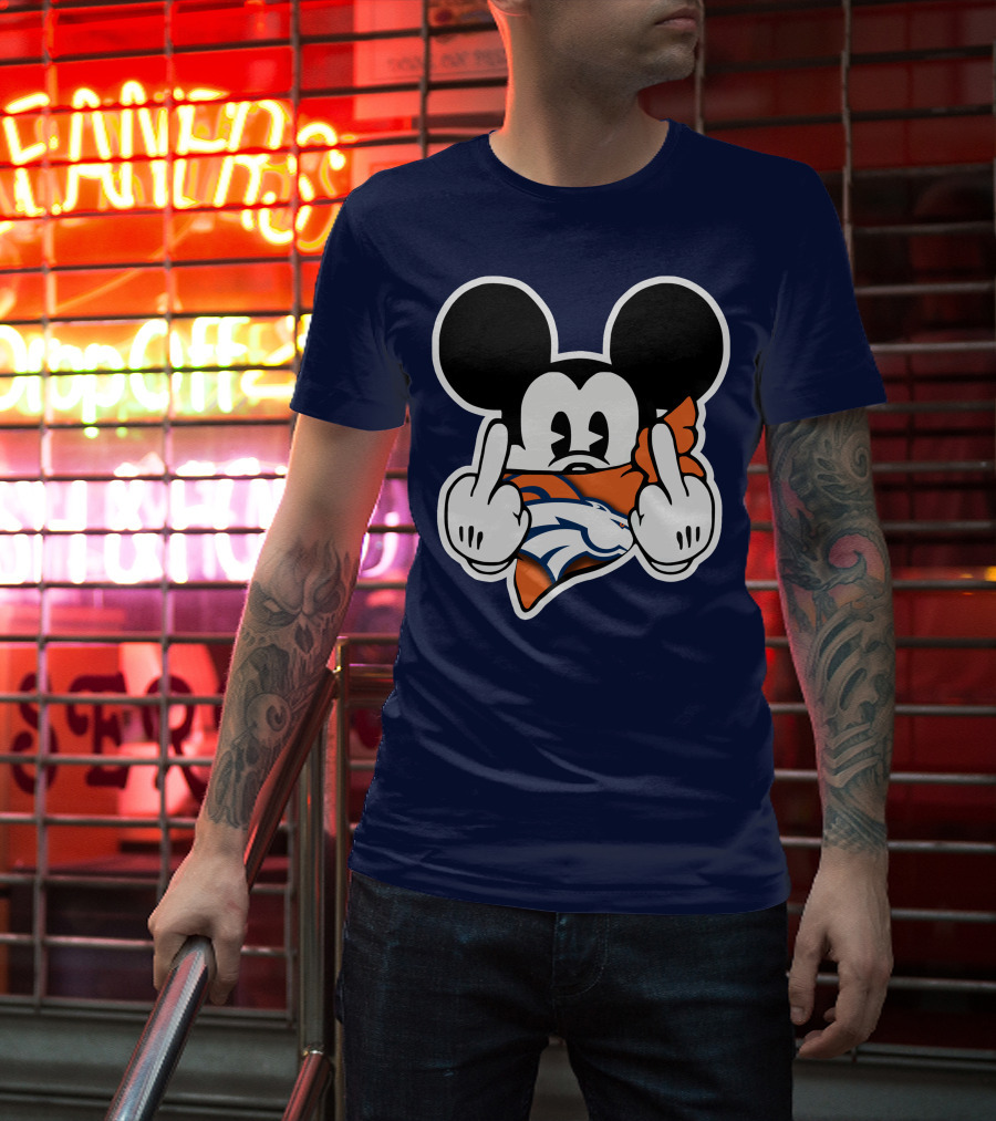 Denver Broncos Mickey Middle Fingers T-Shirt