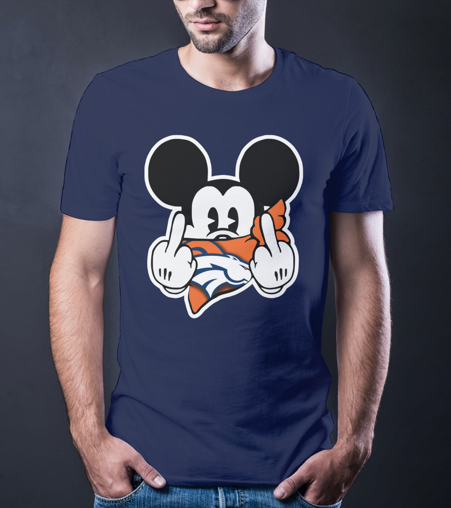 Denver Broncos Mickey Middle Fingers T-Shirt