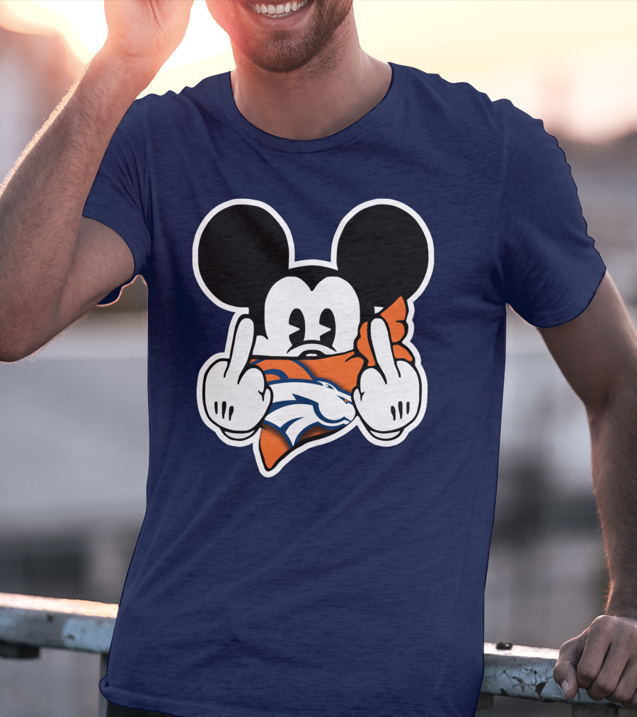 Denver Broncos Mickey Middle Fingers T-Shirt