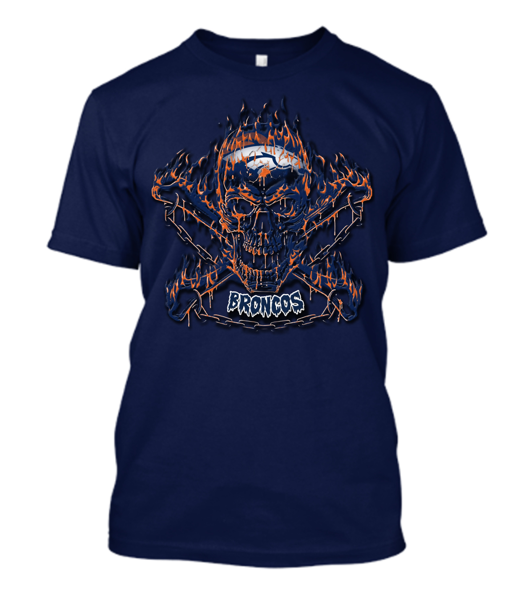 Broncos Flaming Skull Logo Denver Broncos 40 T-Shirt