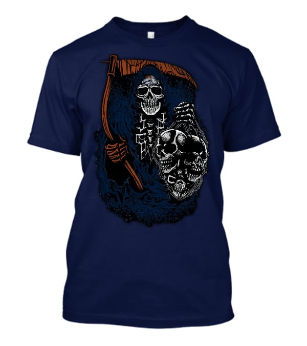 Denver Broncos Grim Reaper Skull Art T-Shirt