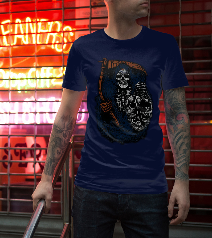 Denver Broncos Grim Reaper Skull Art T-Shirt