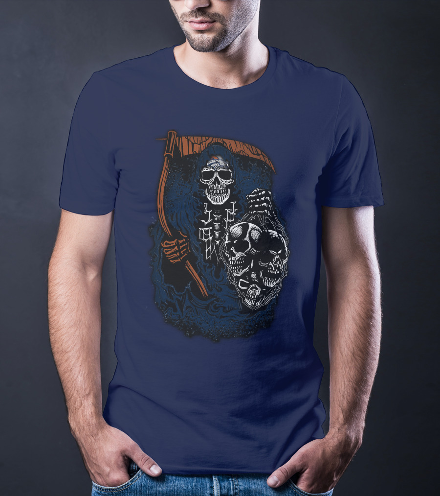 Denver Broncos Grim Reaper Skull Art T-Shirt