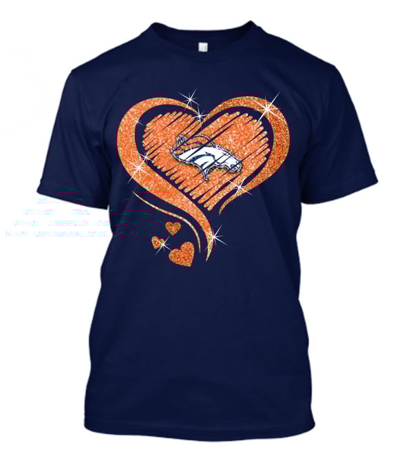 Heart Diamond Denver Broncos Sparkling Love T-Shirt