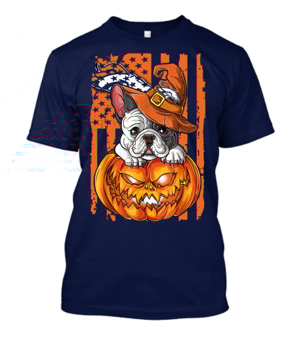 Hlw Bulldog Halloween Pumpkin Denver Broncos T-Shirt
