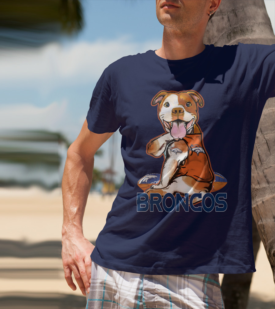 Pittbull Broncos Denver Football Puppy T-Shirt