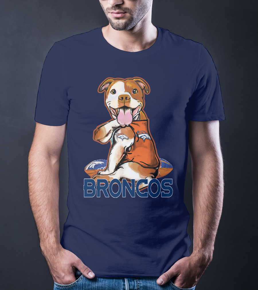 Pittbull Broncos Denver Football Puppy T-Shirt
