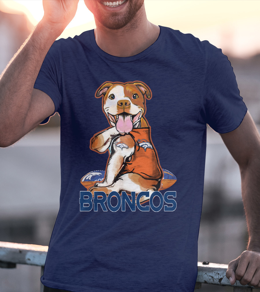 Pittbull Broncos Denver Football Puppy T-Shirt