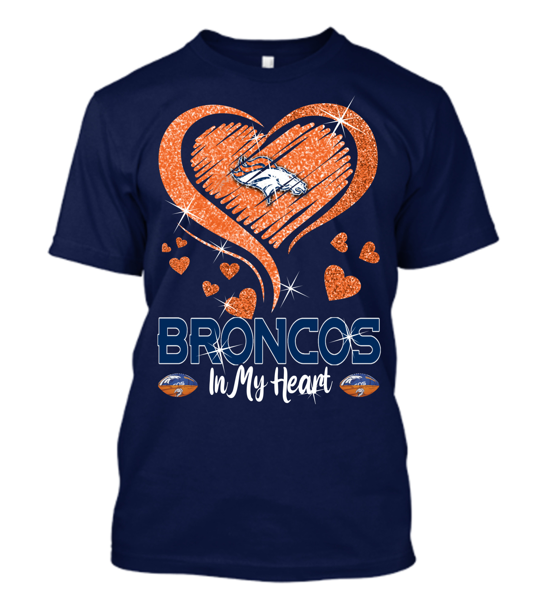 Broncos In My Heart Denver Broncos Love Heart T-Shirt