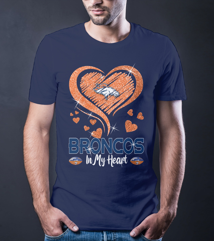 Broncos In My Heart Denver Broncos Love Heart T-Shirt