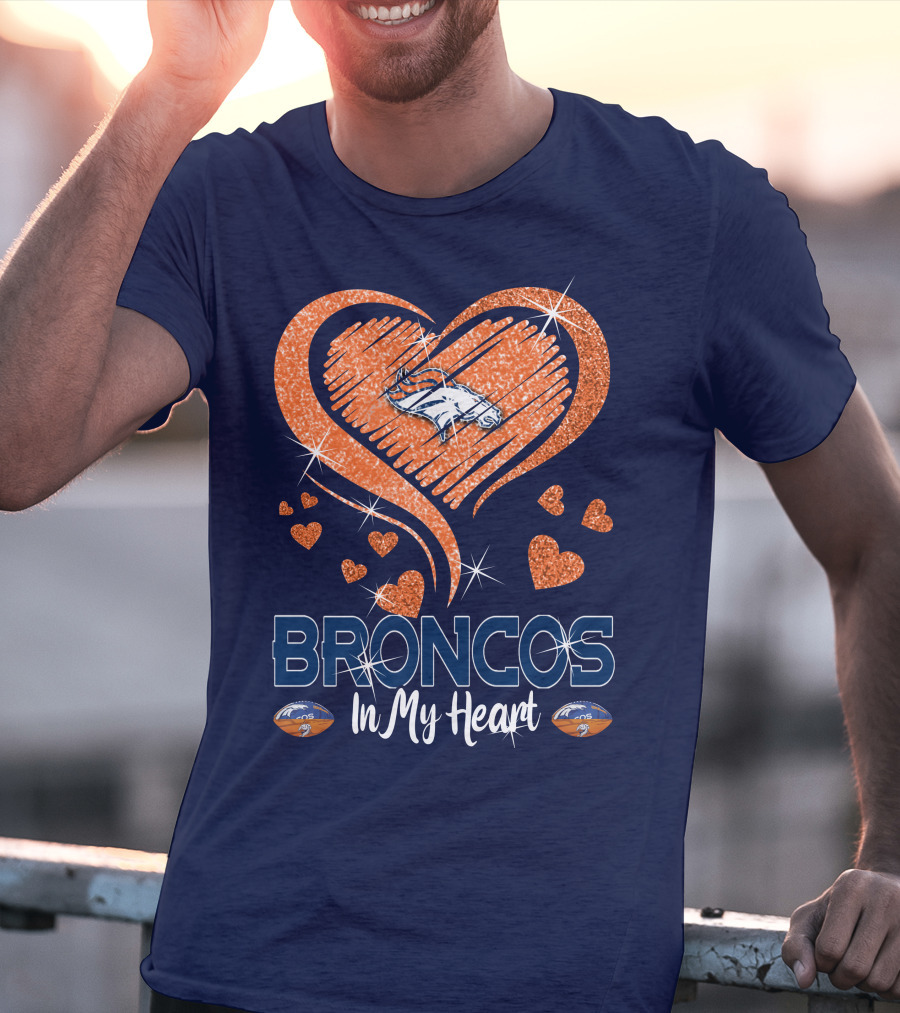 Broncos In My Heart Denver Broncos Love Heart T-Shirt