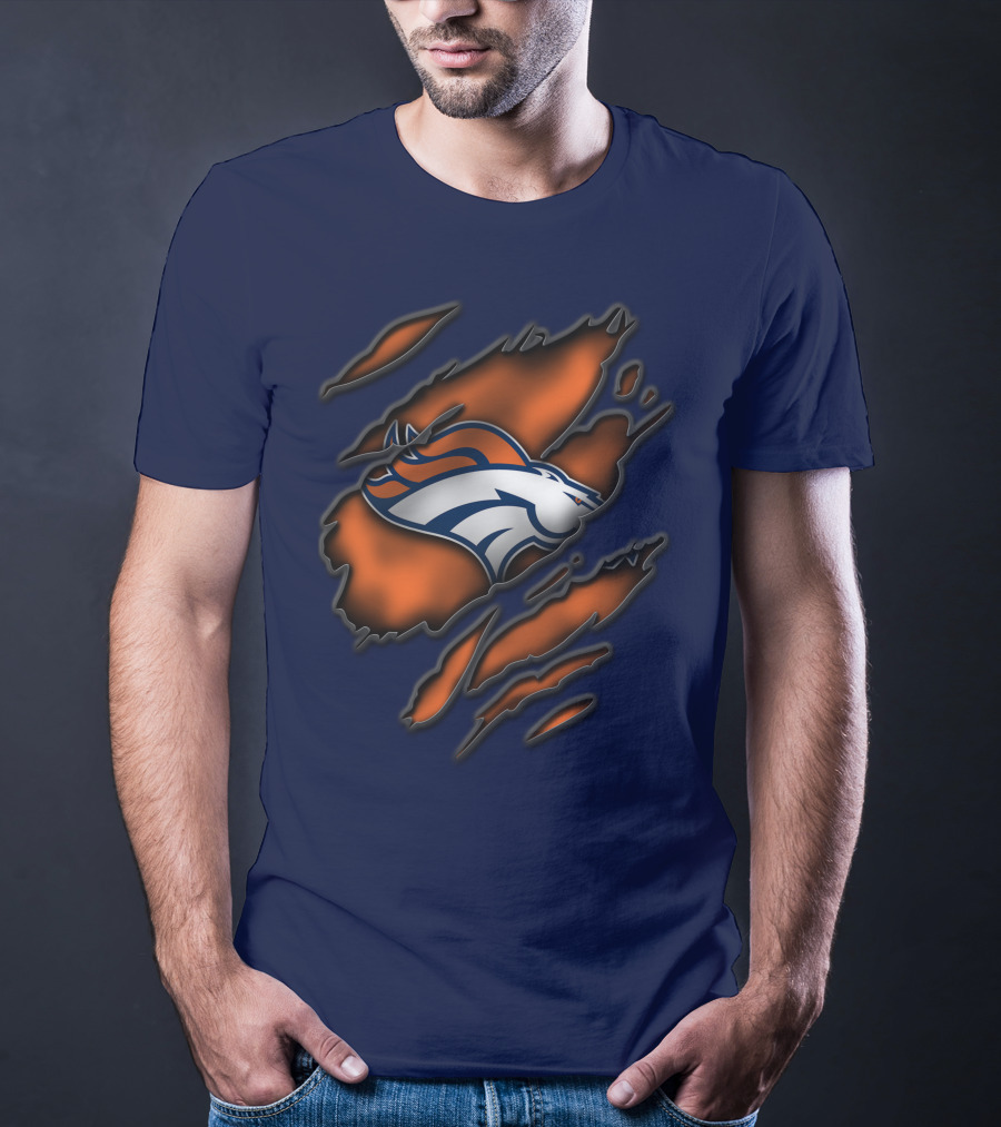 Torn Denver Broncos Logo Bold Fanwear Torn T-Shirt