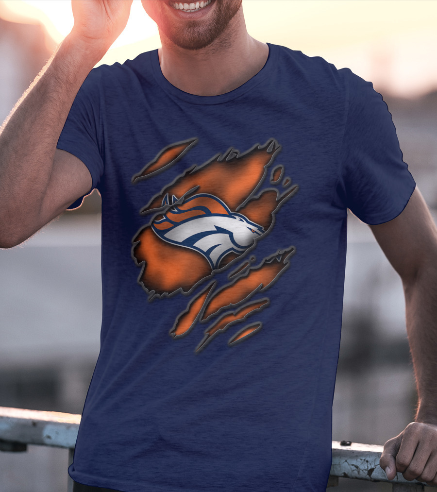 Torn Denver Broncos Logo Bold Fanwear Torn T-Shirt