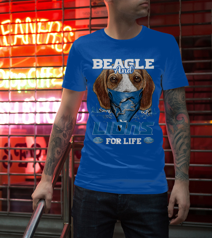 Beagle And Lions For Life Detroit Lions T-Shirt