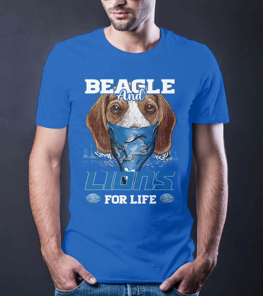 Beagle And Lions For Life Detroit Lions T-Shirt