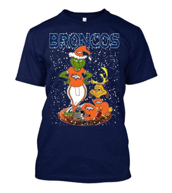 Grinchxmas Broncos Christmas Football Grinch And Max T-Shirt