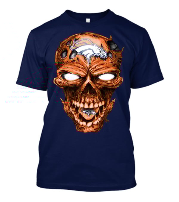 Skull V2 Denver Broncos Logo Grinning Horror T-Shirt
