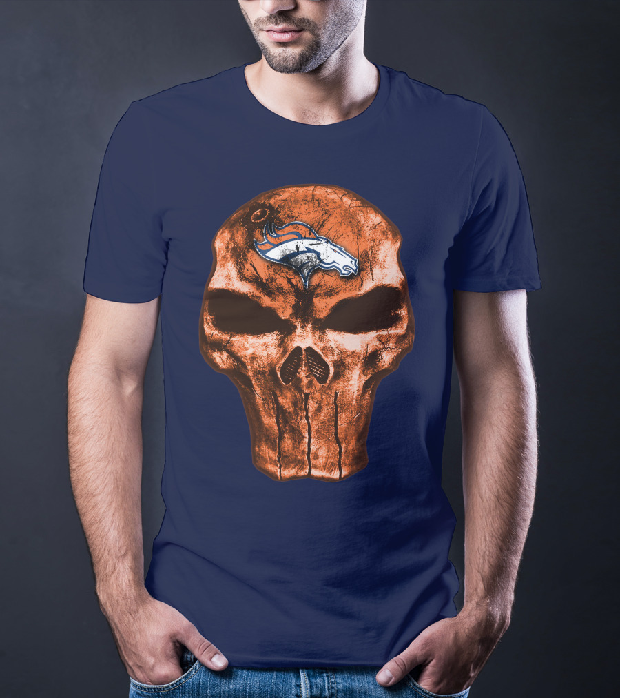 Skull Denver Broncos Logo Skull T-Shirt