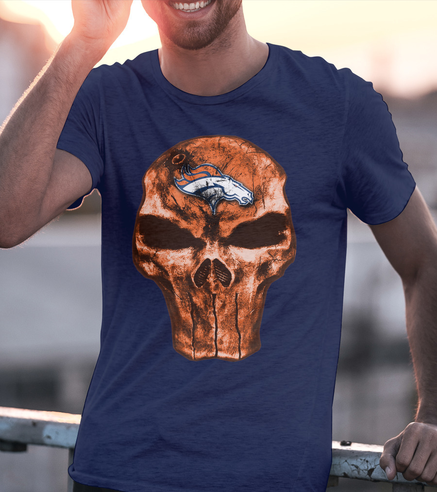 Skull Denver Broncos Logo Skull T-Shirt