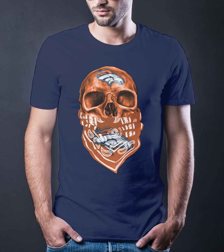 Denver Broncos Skull Bandana T-Shirt