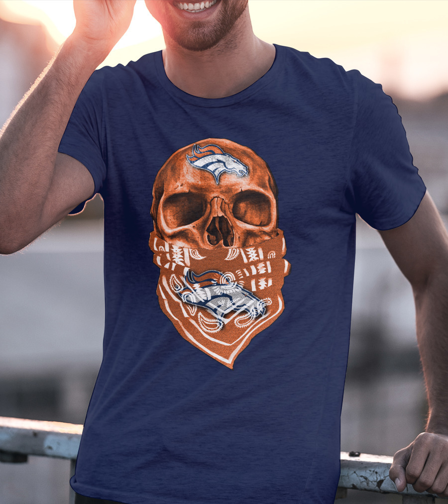 Denver Broncos Skull Bandana T-Shirt