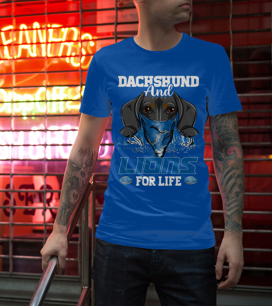 Dachshund And Lions For Life Detroit T-Shirt