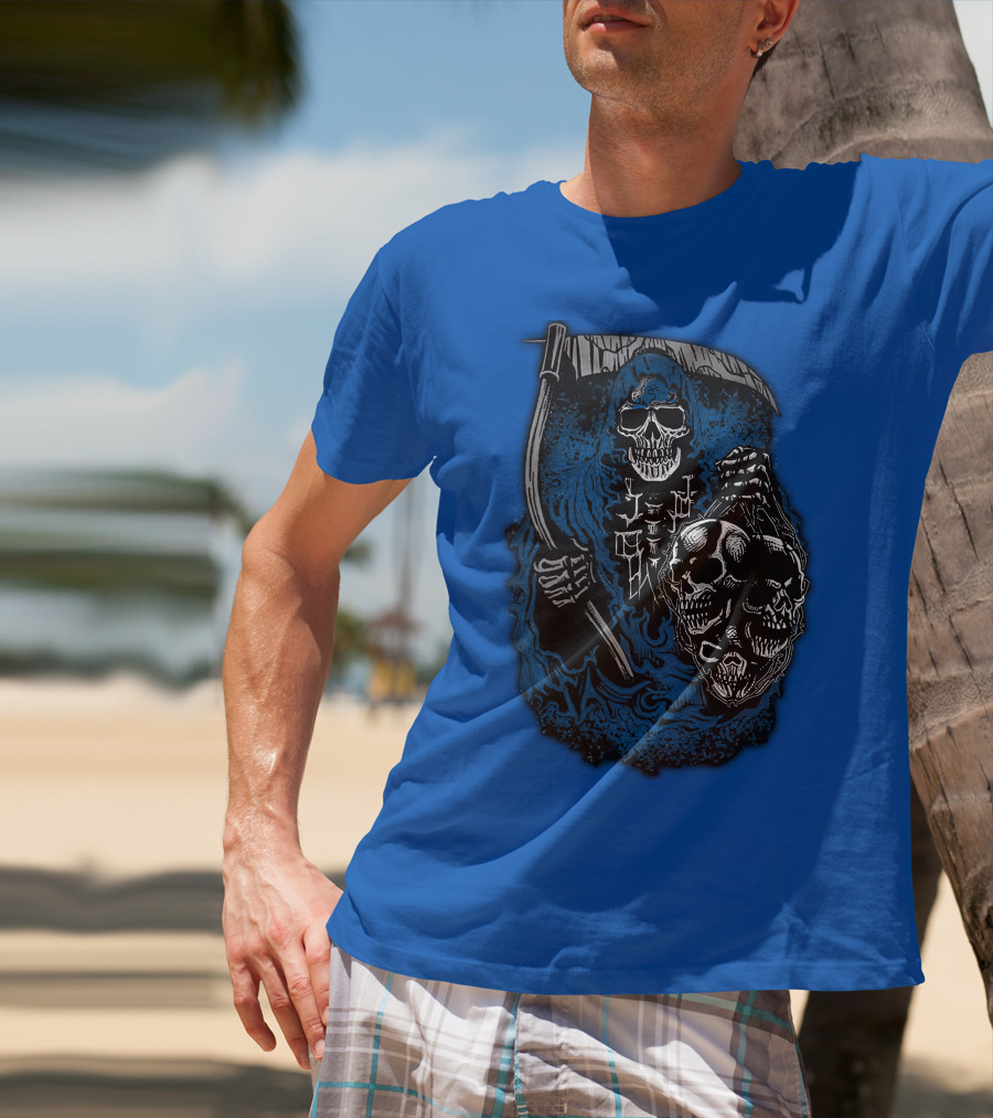 Detroit Lions Grim Reaper Skulls T-Shirt
