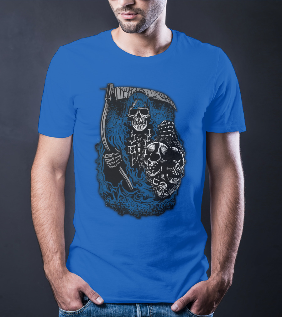 Detroit Lions Grim Reaper Skulls T-Shirt