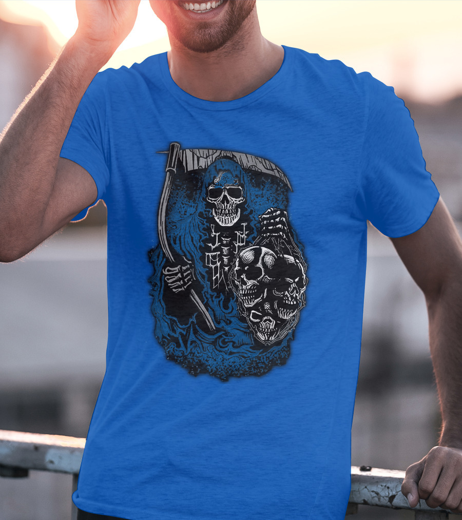 Detroit Lions Grim Reaper Skulls T-Shirt