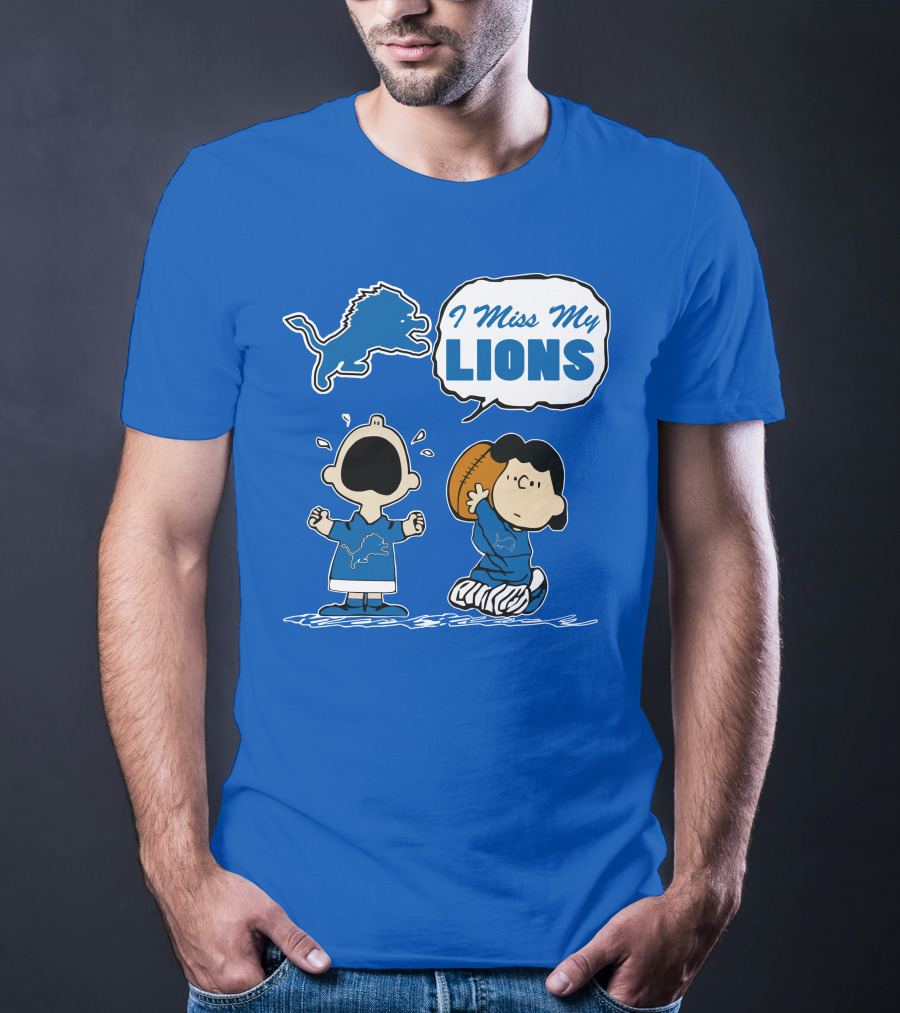 I Miss My Lions Detroit Lions Charlie Brown Football T-Shirt