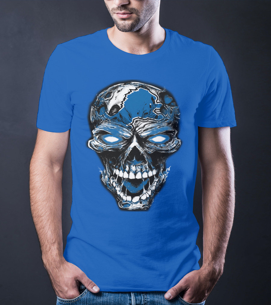 Detroit Lions 59 Skull Blue Roar T-Shirt