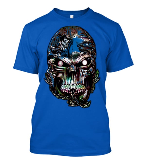 Detroit Lions 65 Skull Artwork T-Shirt
