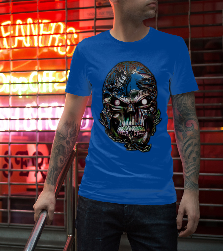 Detroit Lions 65 Skull Artwork T-Shirt