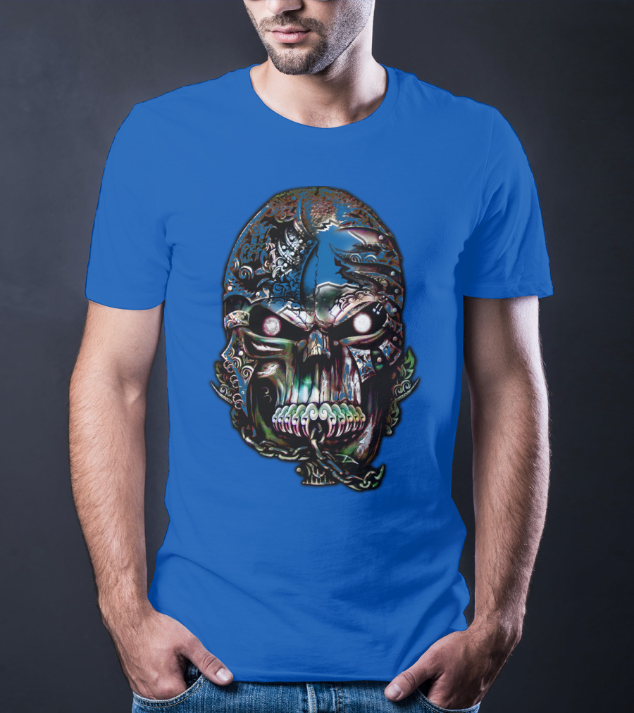 Detroit Lions 65 Skull Artwork T-Shirt