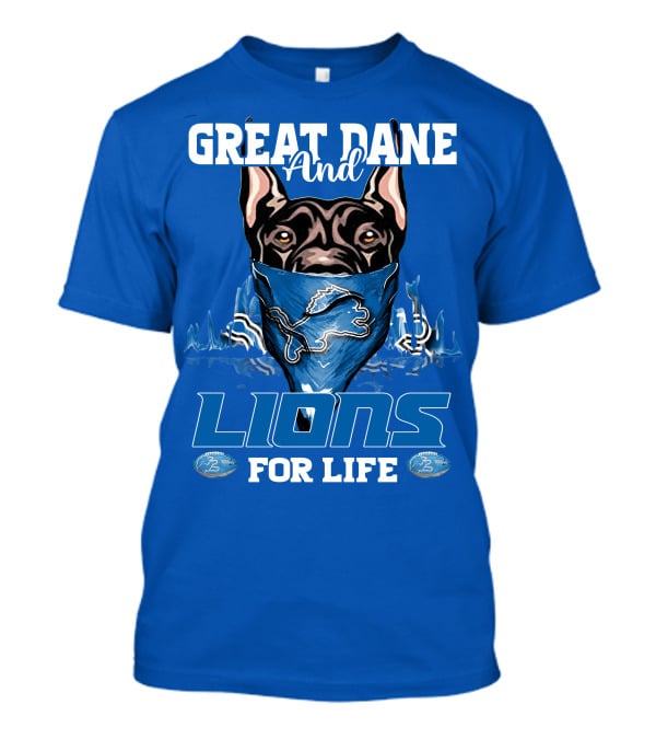 Great Dane And Lions For Life Detroit T-Shirt