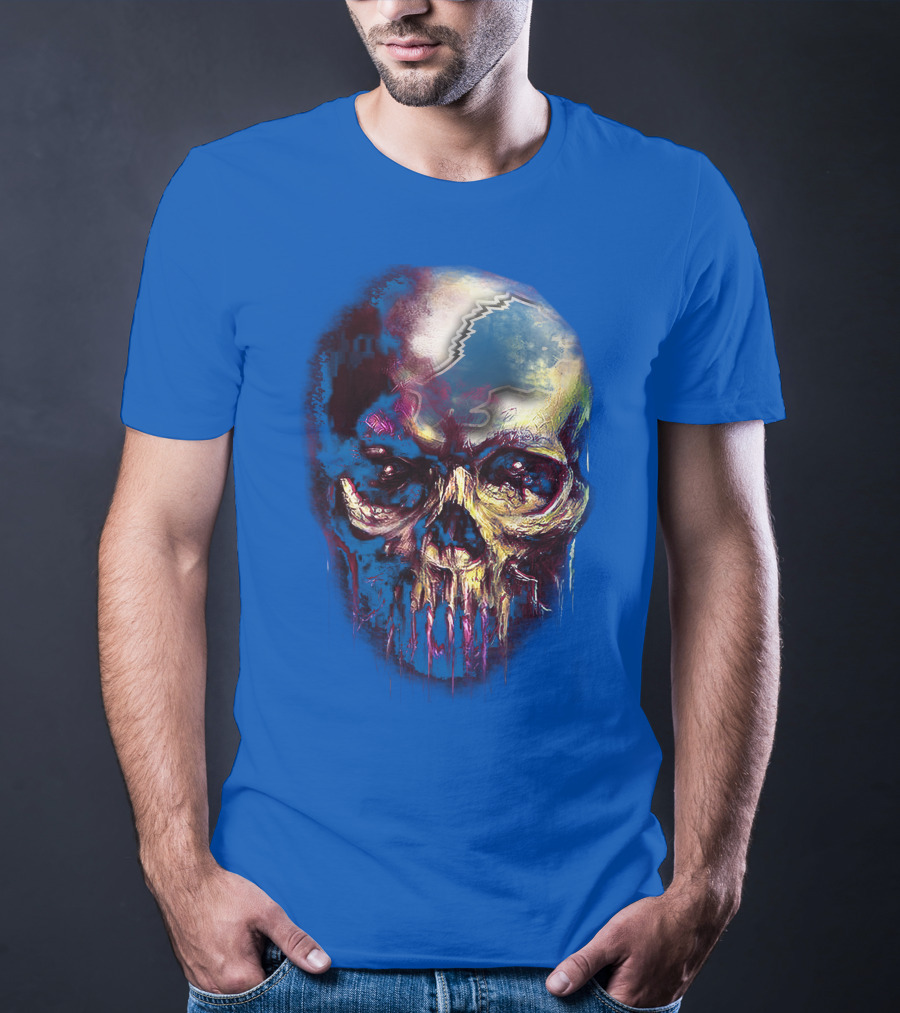 Detroit Lions 25 Skull Design With Blue T-Shirt