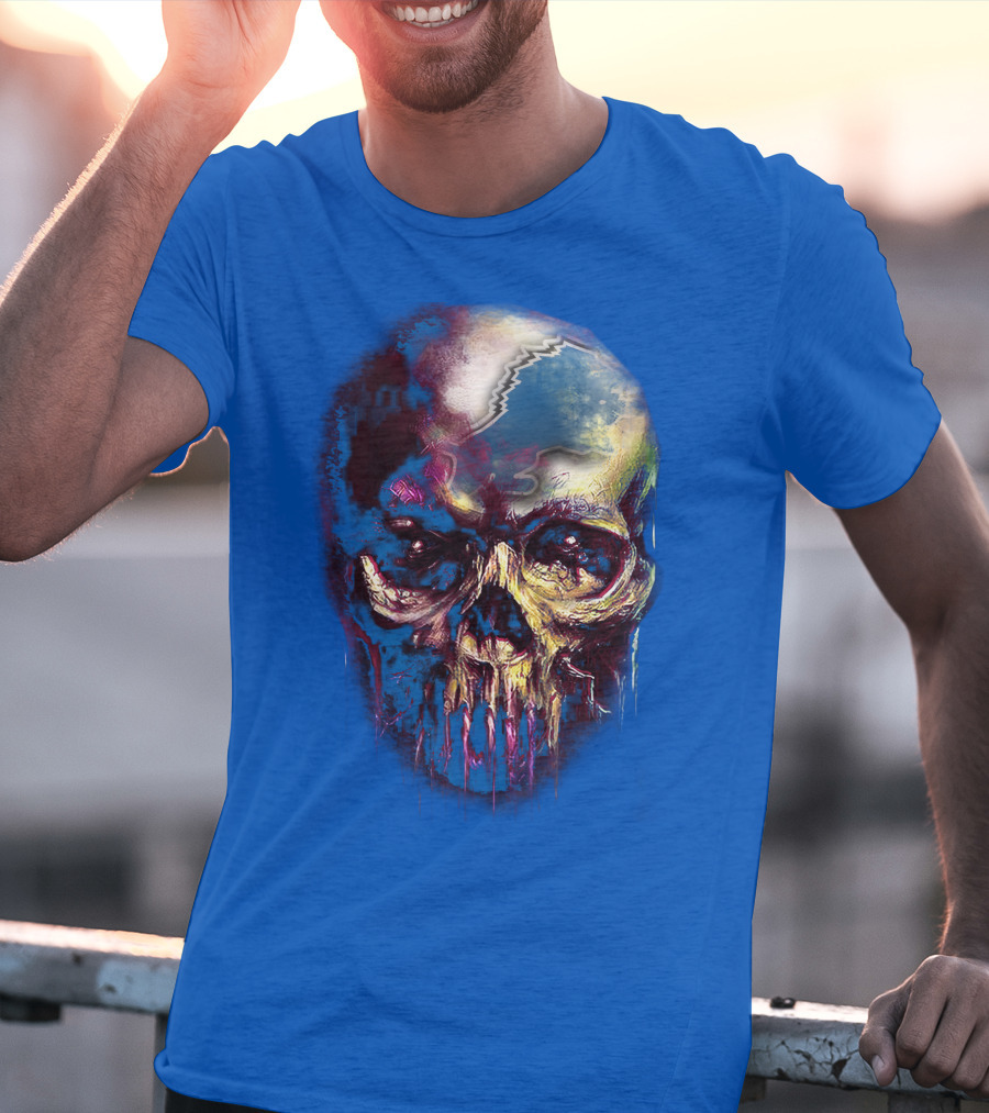Detroit Lions 25 Skull Design With Blue T-Shirt