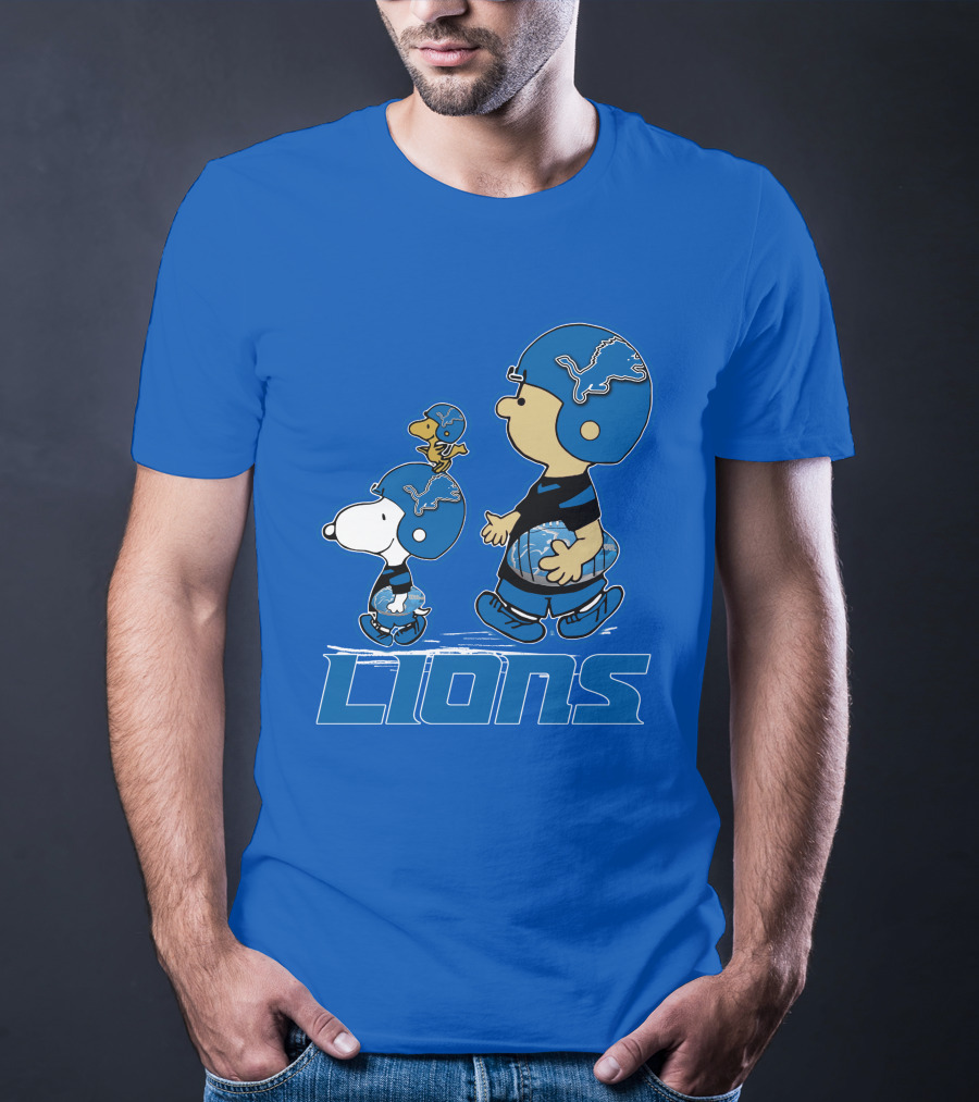 Snpfootball DETROIT LIONS Peanuts Helmet Blue T-Shirt