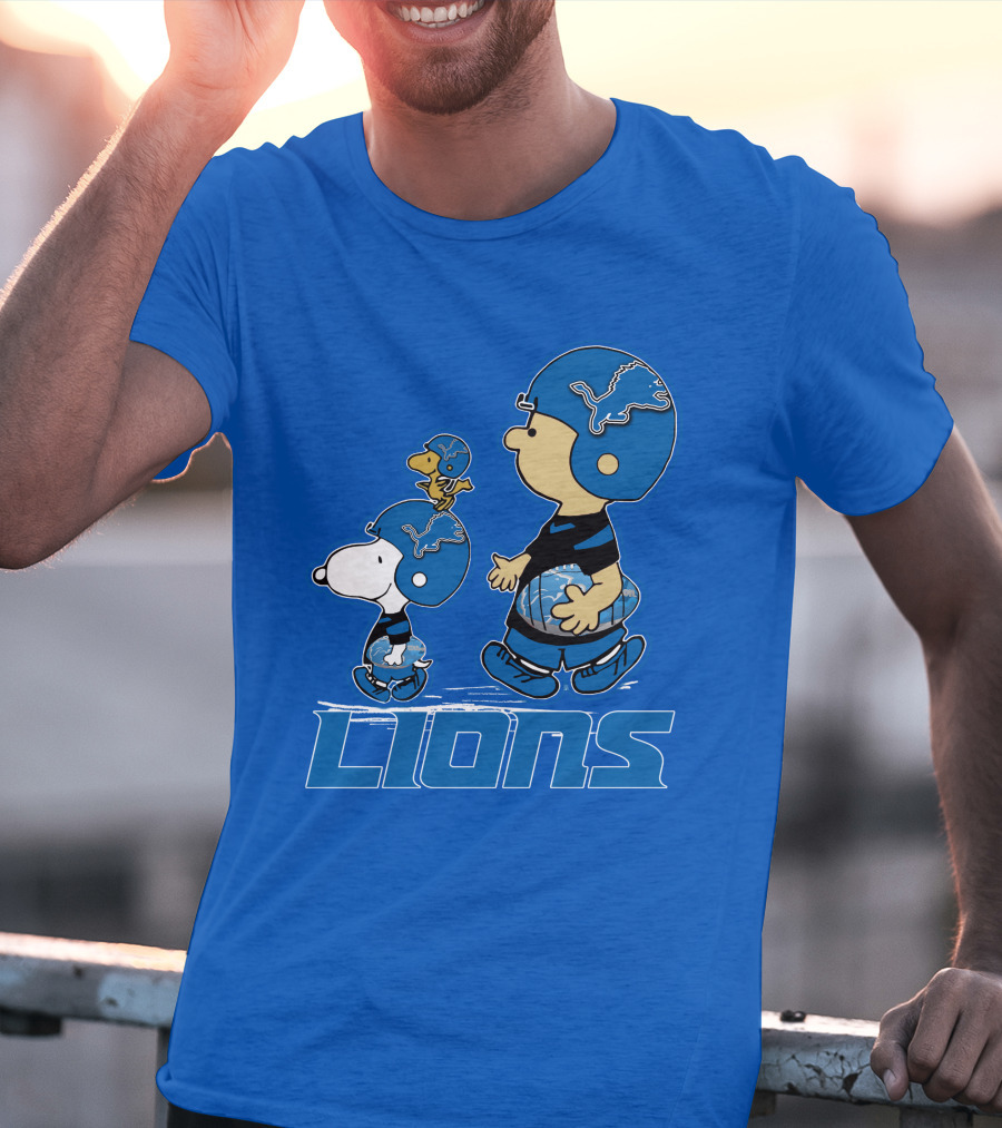 Snpfootball DETROIT LIONS Peanuts Helmet Blue T-Shirt