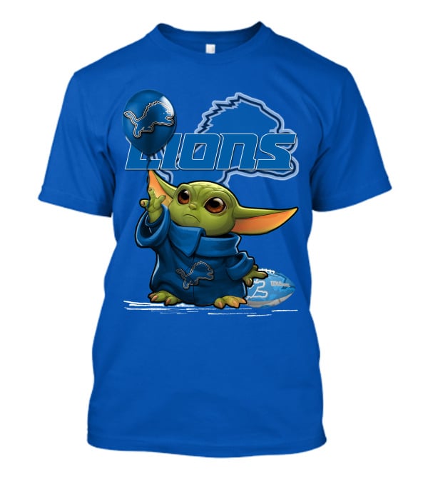 Yoda Detroit Lions Wilson Balloon Football Iconic Crossover T-Shirt