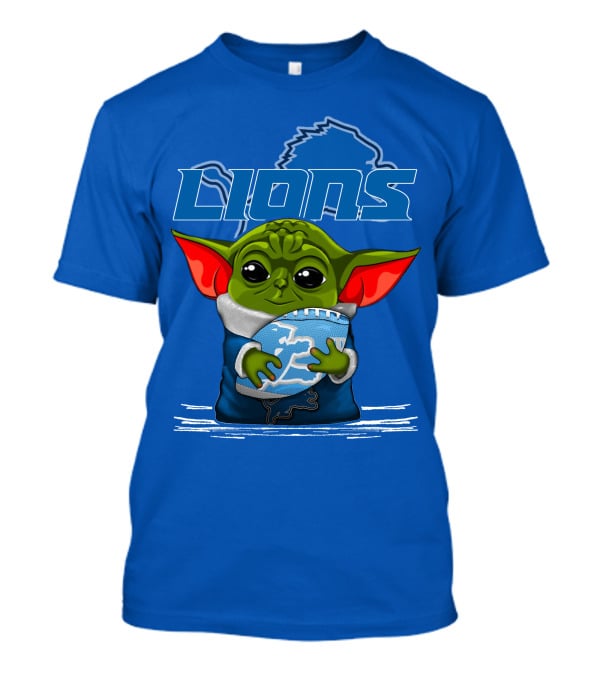 Yoda Holding Football DETROIT LIONS T-Shirt
