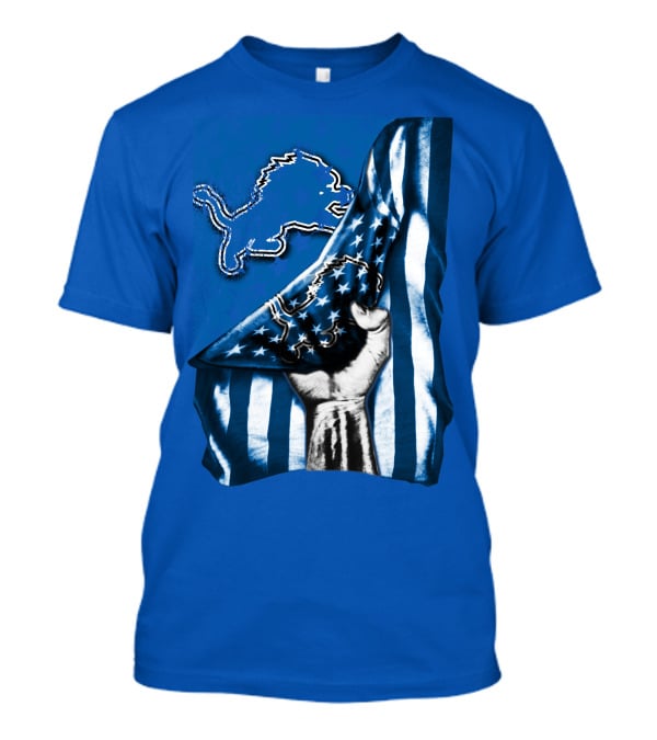 Flag Detroit Lions Stars Hand Lion T-Shirt