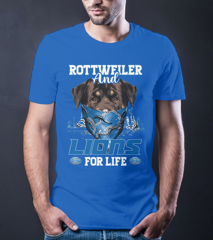 Rottweiler And Lions For Life Detroit Lions T-Shirt