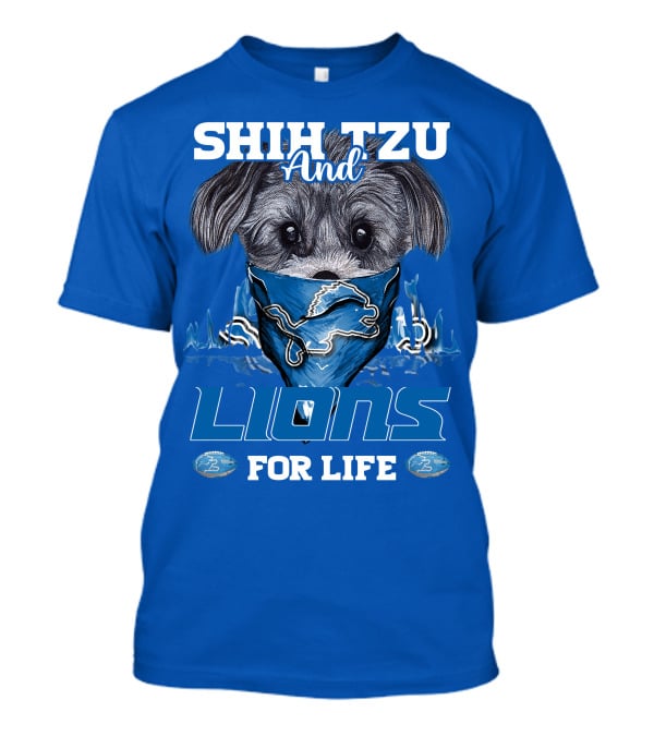 SHIH TZU AND LIONS FOR LIFE DETROIT LIONS T-Shirt