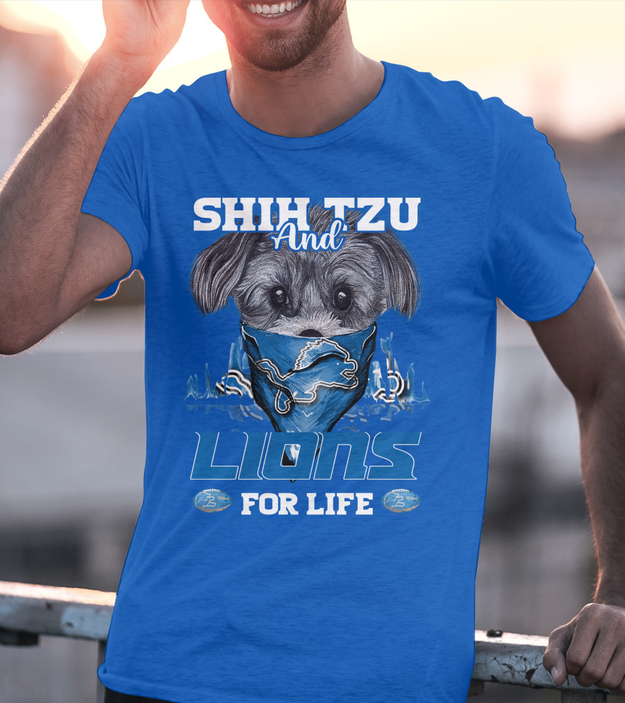 SHIH TZU AND LIONS FOR LIFE DETROIT LIONS T-Shirt