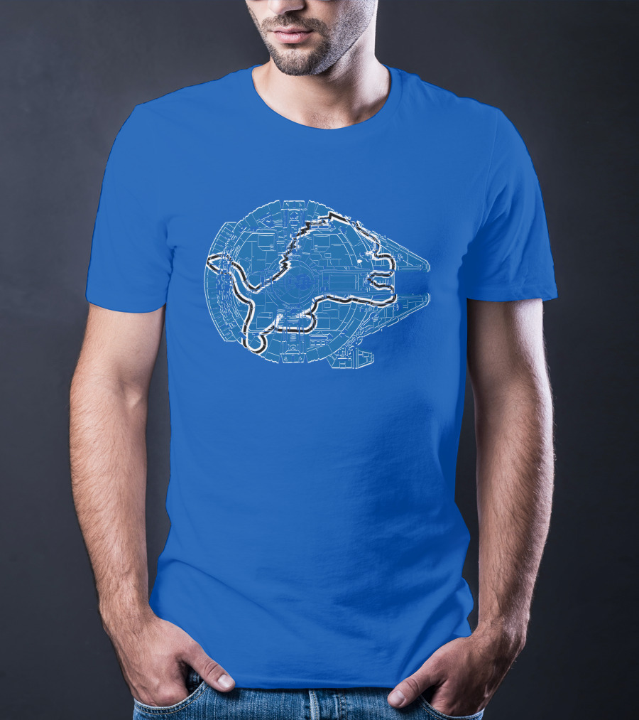 Detroit Lions Millennium Falcon Football Crossover T-Shirt