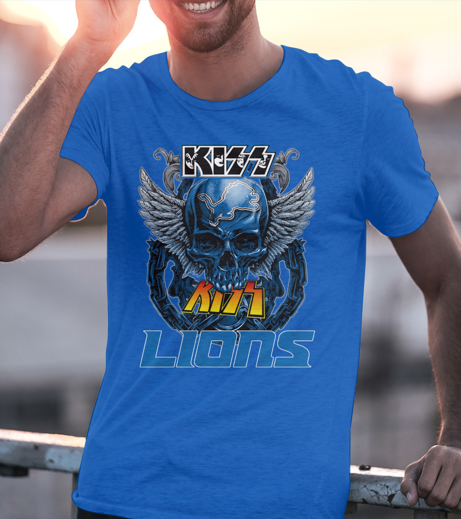 KISS Detroit Lions Skull Wings T-Shirt