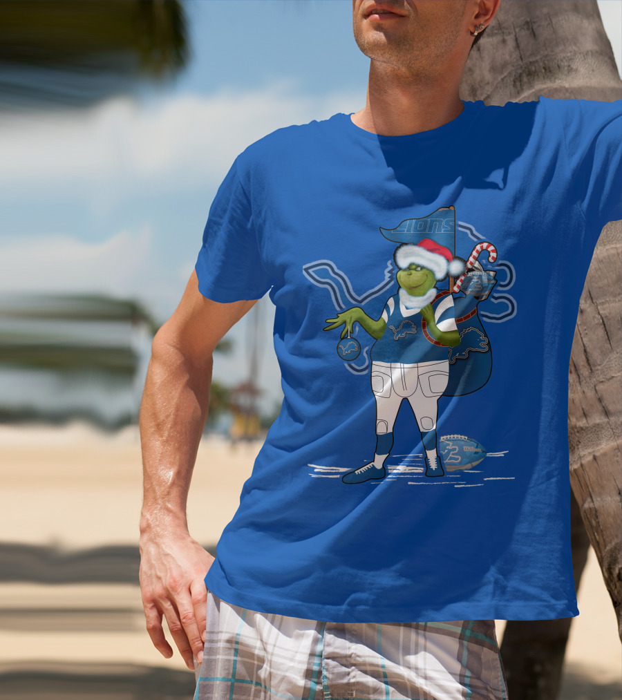 Grinchxmas Detroit Lions Holiday Football T-Shirt